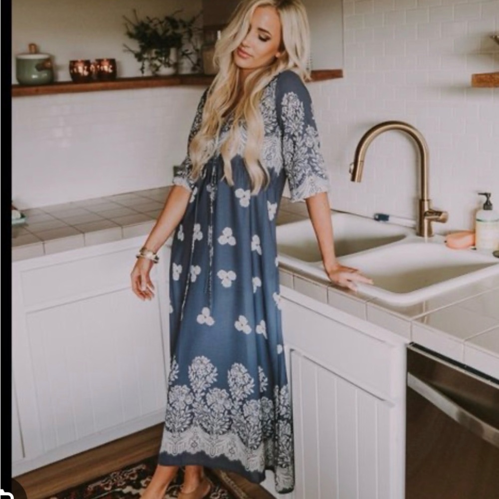 Navy Floral Maxi Dress